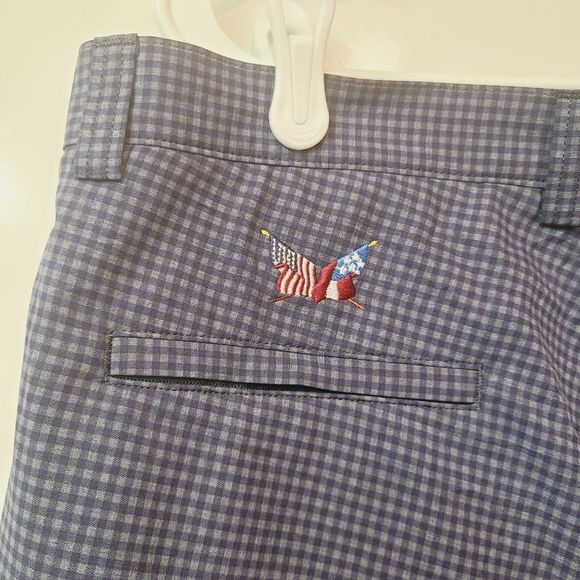 Peter Millar Shorts Blue Checkered Sz 38 - Picture 4 of 8